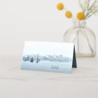 Mountain Landscape Wedding Table Blue ID787 Place Card