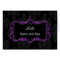 purple damask Business Thank You Cards