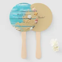 Rustic Turquoise Beach Wedding Hand Fan