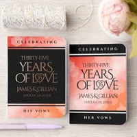 Elegant 35th Coral Wedding Anniversary Celebration Foil Vow Books