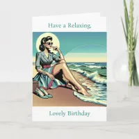 1950's Retro Woman | Enjoy the Summer | Birthday Card