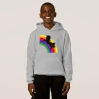 Black Unicorn Silhouette Rainbow Boys Hoodie