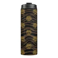 Gold Glitter Jungle Tiger Pattern Thermal Tumbler