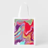 Colorful Abstract Modern Digital Art Marble  Grocery Bag