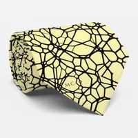 Yellow Playful Quirky Geometric Linnear Monogram Neck Tie