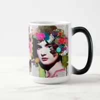 Paper Collage Style Art | Vintage Ladies Color Morph Mug
