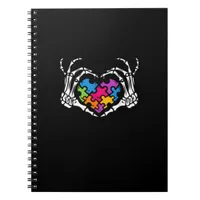 Autism Awareness s s Skeleton Hand Heart Puzzle Pi Notebook
