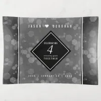 Elegant 4th Linen Wedding Anniversary Celebration Trinket Tray