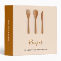 Wooden kitchen utensils rustic recipe 3 ring binder