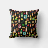 Caribbean Chillies and Spices Food Patterned Throw Pillow