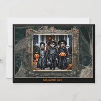 Halloween Greetings Vintage Spiderweb Frame Photo  Holiday Card