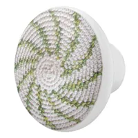 Drawer Pulls - Green Spiral on White