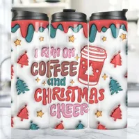 I Run on Coffee Christmas Cheer 3D Inflated Puff Thermal Tumbler