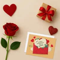 Romantic Red Envelope Valentine Heart Holiday Postcard