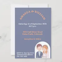Simple, Cartoon-Iike  Spouses Illustration Wedding Invitation