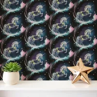 Celestial Unicorns in Starry Night Sky Wallpaper