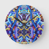 Contemporary Blue Abstract - Depth Illusion Round Clock