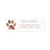 Rose Gold Paw Print Logo On White Label