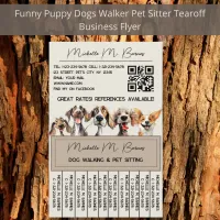 Puppy Dog Walker Sitter QR Code Modern Tearoff Flyer