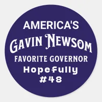 American's Favorite Governor | Gavin Newsom Classic Round Sticker