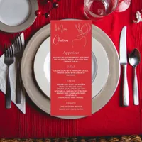 Christmas party red reindeer dinner menu card