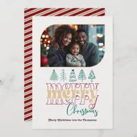 Holiday Luxe Modern Retro Doodle Christmas Photo