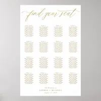 Elegant Gold Modern Wedding Seating Chart Poster