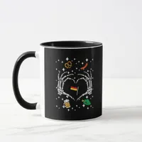 Oktoberfest Skeleton Hand Heart Flag German  Mug
