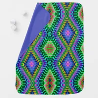 Psychedelic Diamonds - Happy Colors Aztec Pattern Baby Blanket