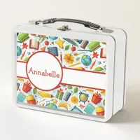 Trendy School Supplies Design White Metal Lunchbox