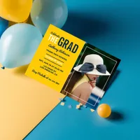 Blue and Maize Graduation Party Photo Invitation