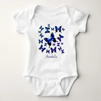 Royal Blue Elegant Whimsical  Butterflies Baby Bodysuit