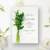 Greenery on White Celebration of Life Memorial Invitation