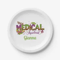 Personalized Text Medical Assistant - Mardi Gras Paper Plates