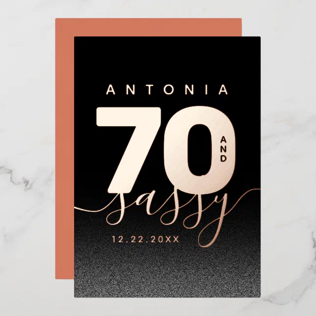 Modern Girly Copper 70 and Sassy Foil Invitation