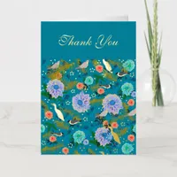 Tropical Birds Floral Botanical Thank You Card