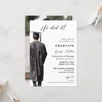 Modern Minimalist Photo he Did It Graduation Invitation