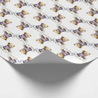 Cute Teddy Bear on a Fluffy Cloud Purple PJs Wrapping Paper