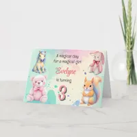 Magical Pastel Birthday Girls Unicorn Bunny Bear Invitation