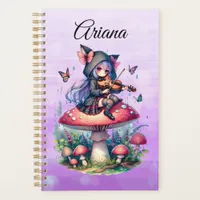 Fairy in Hoodie Playing Viola on a Mushroom  Planner