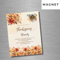 Thanksgiving dinner party orange floral bee luxury magnetic invitation