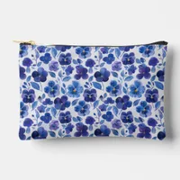Large Watercolor Style Pansies Purple Blue Small Accessory Pouch