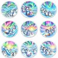 Cute Penguins and Aurora Borealis Rainbow Stickers