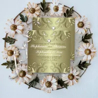 Elegant Luxury Vintage Victorian Gold Wedding Invitation