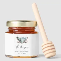 Rustic Boho Antlers Mountain Wedding Honey Jar Favors