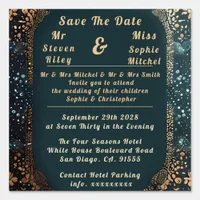 Luxurious Black and Gold Floral Wedding Invitation Sign