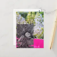 Beautiful Vintage Woman in Flowers Collage Postcard