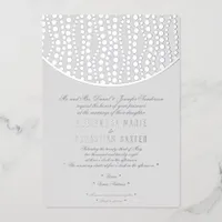 Glitz & Glam Modern Elegant Pearls Wedding Silver Foil Invitation