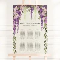 Chic Wisteria Purple Floral Wedding Seating Chart Foam Board