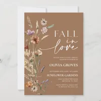 Fall in Love Terracotta Wildflower Bridal Shower  Invitation